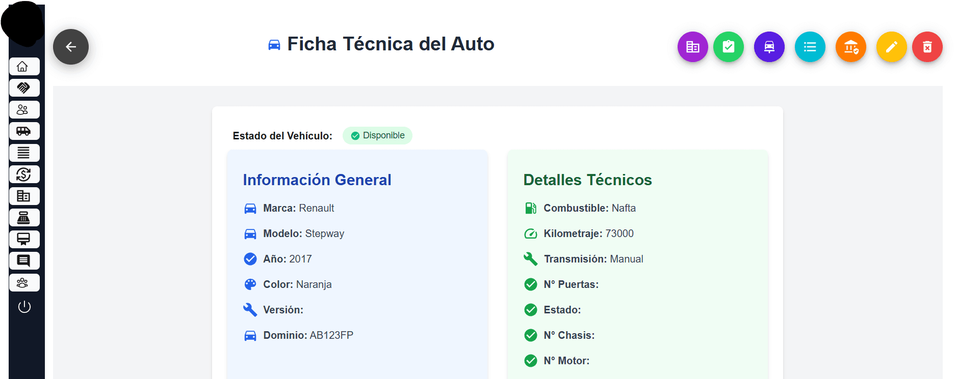 Ficha técnica de vehículos Autos481